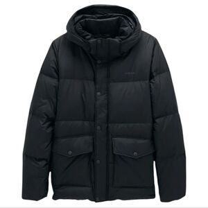 NWT Prana Timber Trail Jacket Black Puffer Removable Hood Down Size S